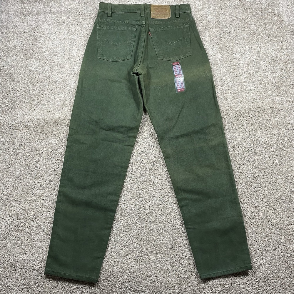 Vintage Levis 550 Relaxed Tapered Jeans 29x30 Olive Green Made in USA 1993 NEW